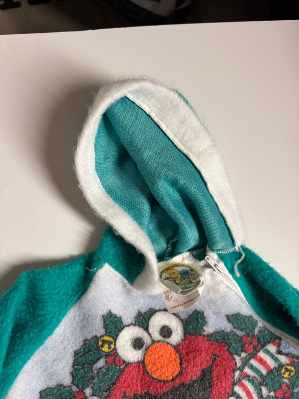 VTG 90s Sesame Street Elmo Christmas Fleece Pram Onesie 3/6M Made in Canada - Picture 6 of 8